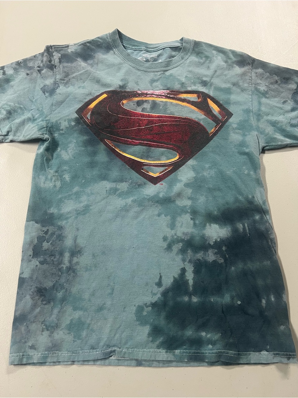 Justice League Superman Logo Tie Dye T-Shirt Medium DC Comics Graphic Tee